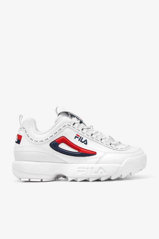 Fila Disruptor 2 Premium Repeat White Sneakers Mens - NZ 69815-TGCZ